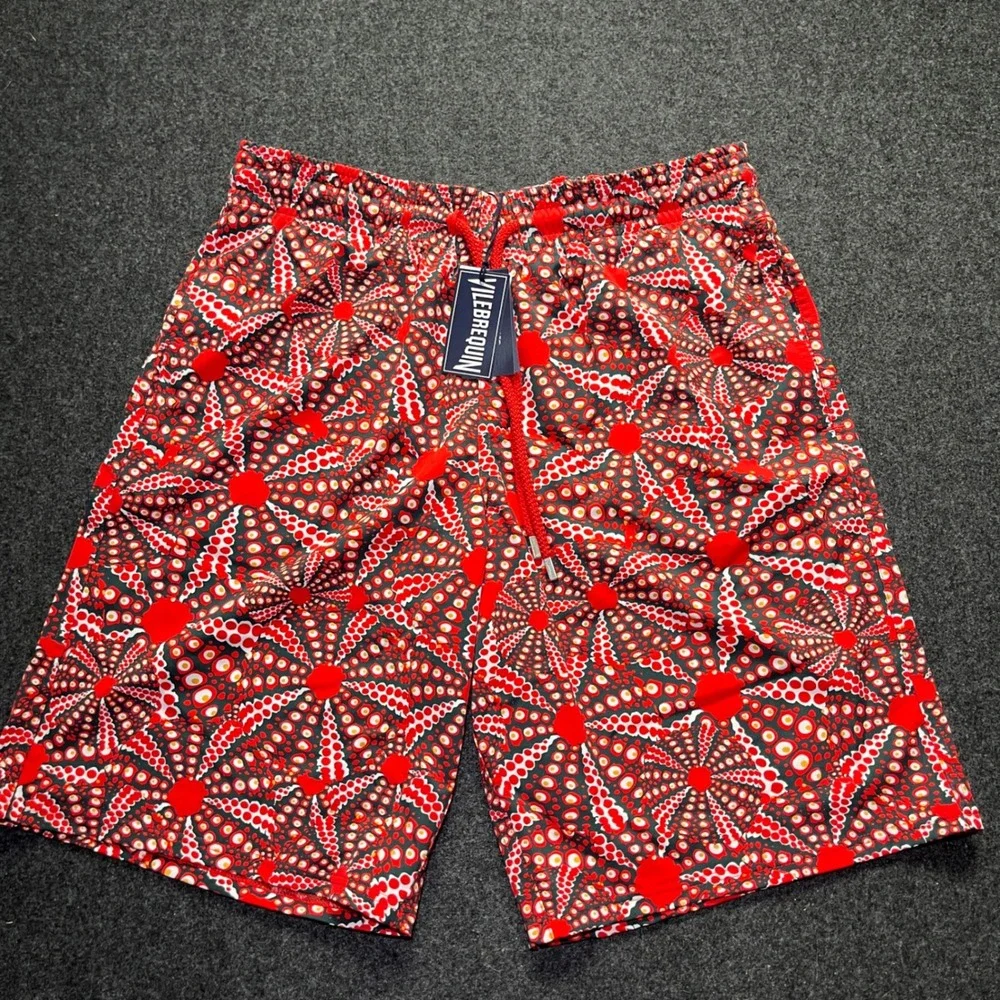 Vilebrequin Swim Shorts Mens L Red NWT Okorise Geometric Starburst Trunks